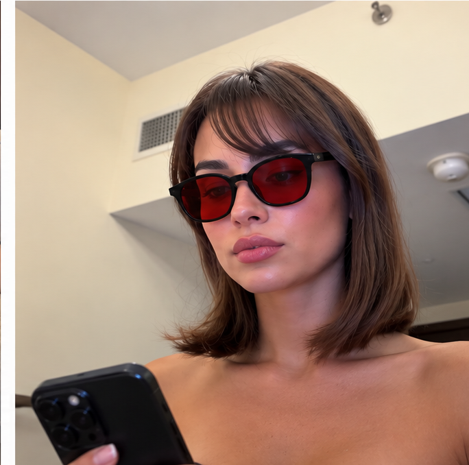 Emma wearing Clear Lens Night